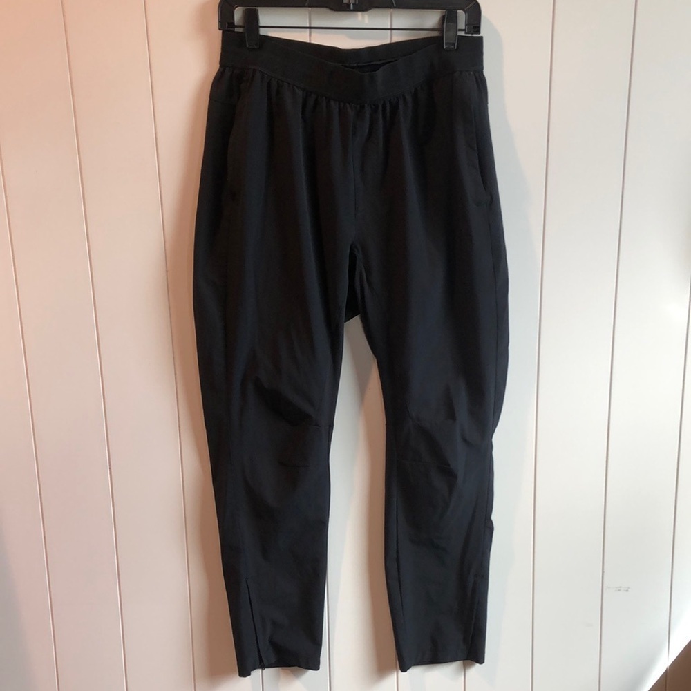 Womens Adidas Black nylon jogger track  Pants w pockets drawstring L